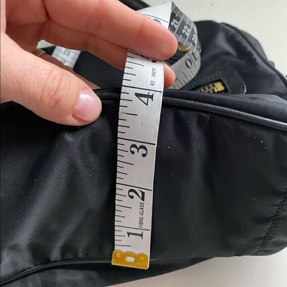 Moschino Black Nylon Handbag Leather Detailing VINTAGE Designer Luxury Italy - Picture 14 of 16